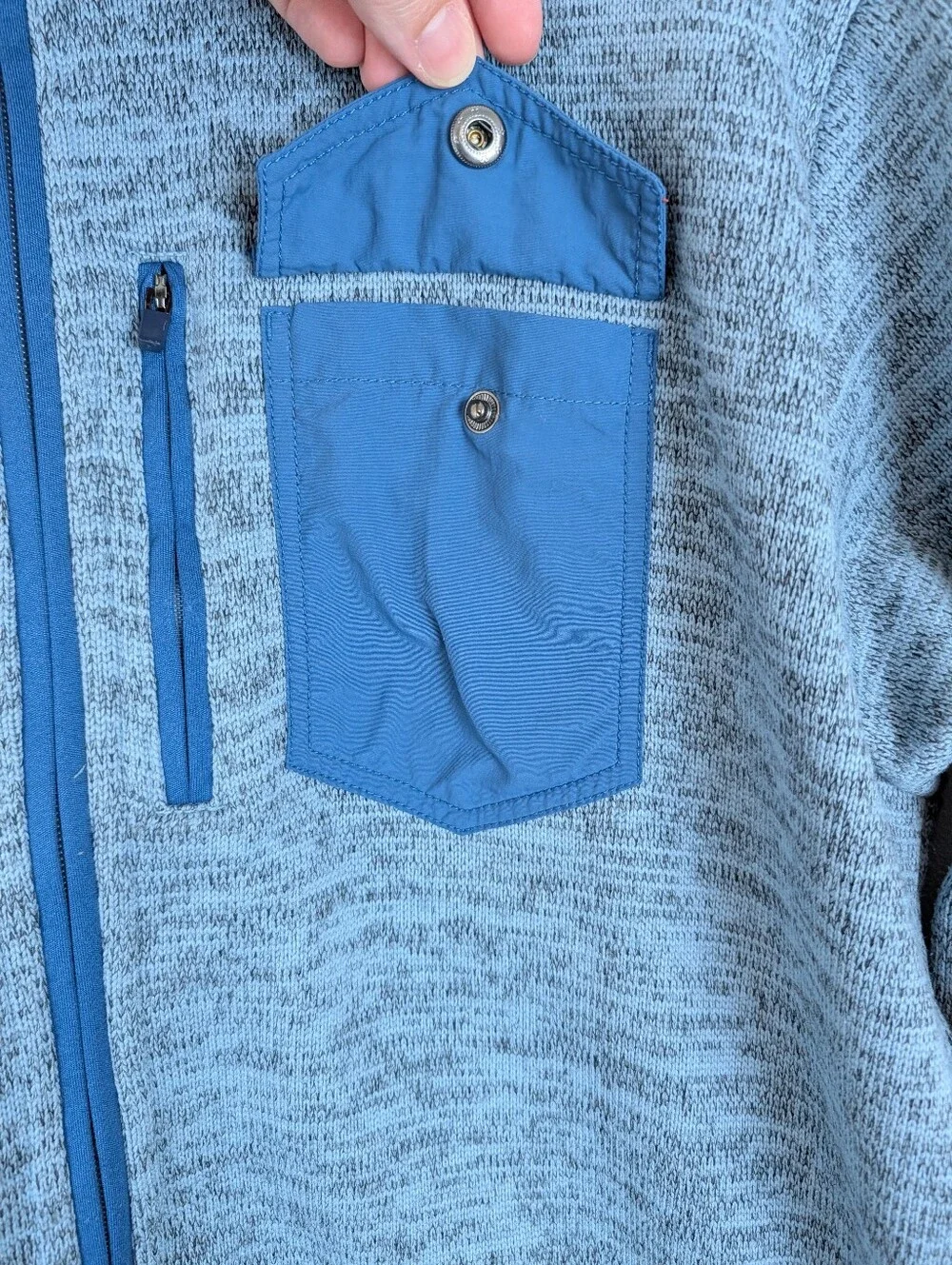 Criquet Full Zip Sweater Fleece Jacket - Heathered Blue